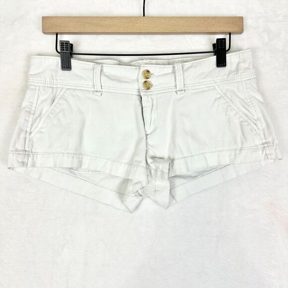 Abercrombie & Fitch Pants - Abercrombie Fitch Vintage Y2K Low Rise Micro Mini Shorts Size 2 White 00s Preppy